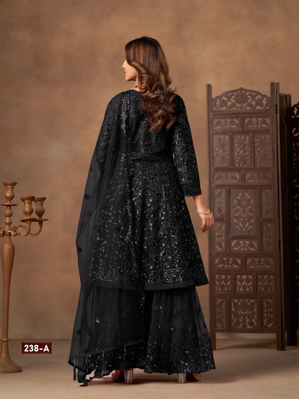 Anaita Black Net Sharara Suit With Heavy Sequin Work - Distacart