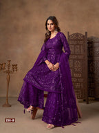 Anaita Violet Net Sharara Suit With Heavy Sequin Work - Distacart