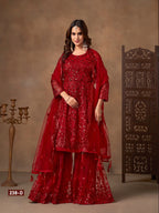 Anaita Red Net Sharara Suit With Heavy Sequin Work - Distacart
