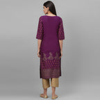 Maai Rayon Hand Printed Kurta Purple - Distacart