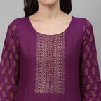 Maai Rayon Hand Printed Kurta Purple - Distacart