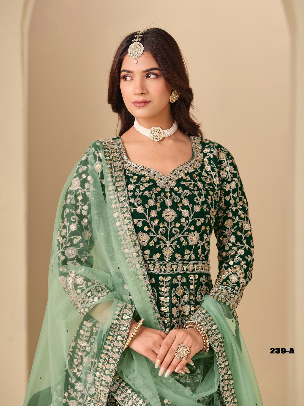 Anaita D Green Velvet Anarkali Suits With Heavy Embroidery Work - Distacart