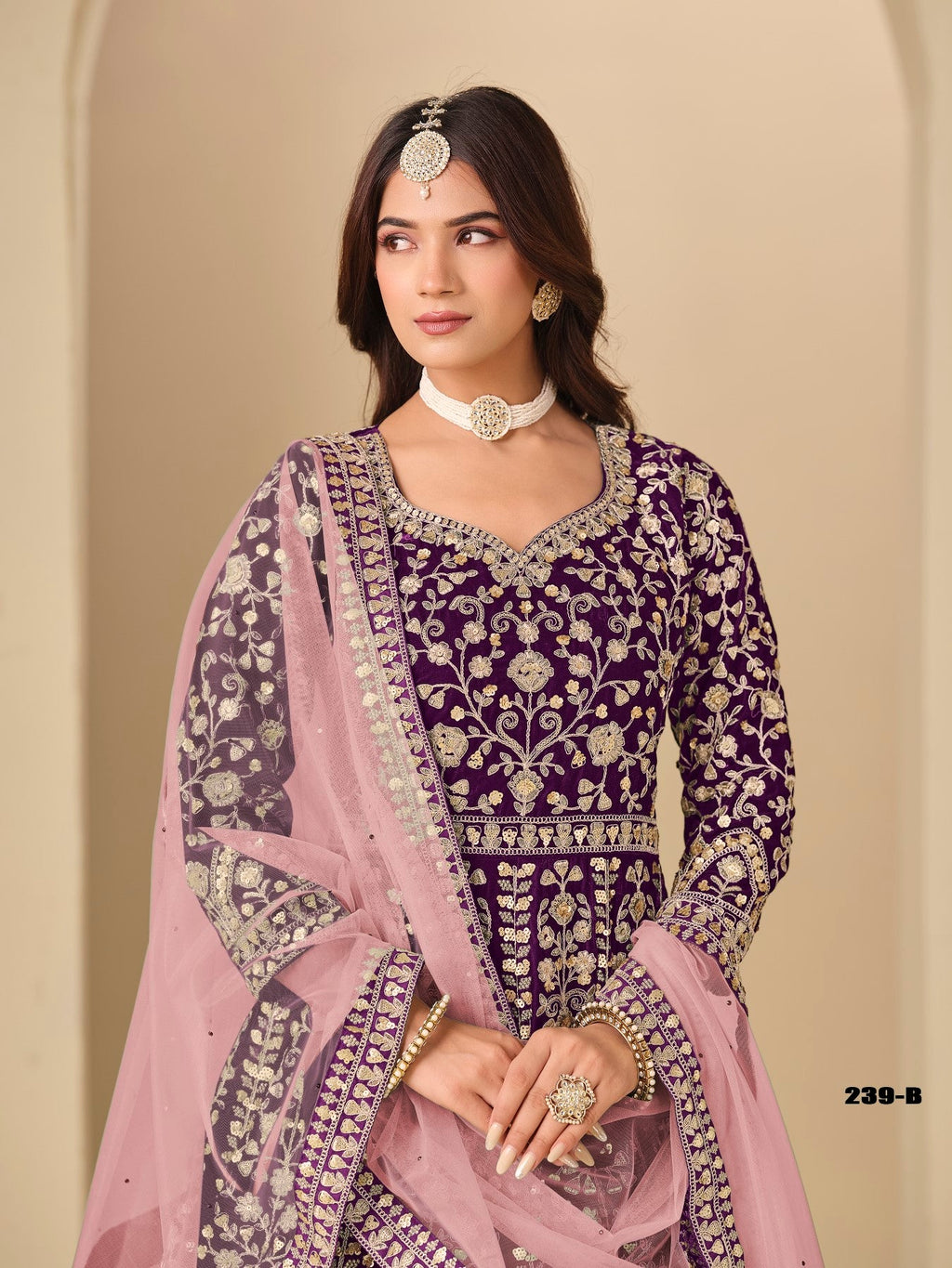Anaita Purple Velvet Anarkali Suits With Heavy Embroidery Work - Distacart