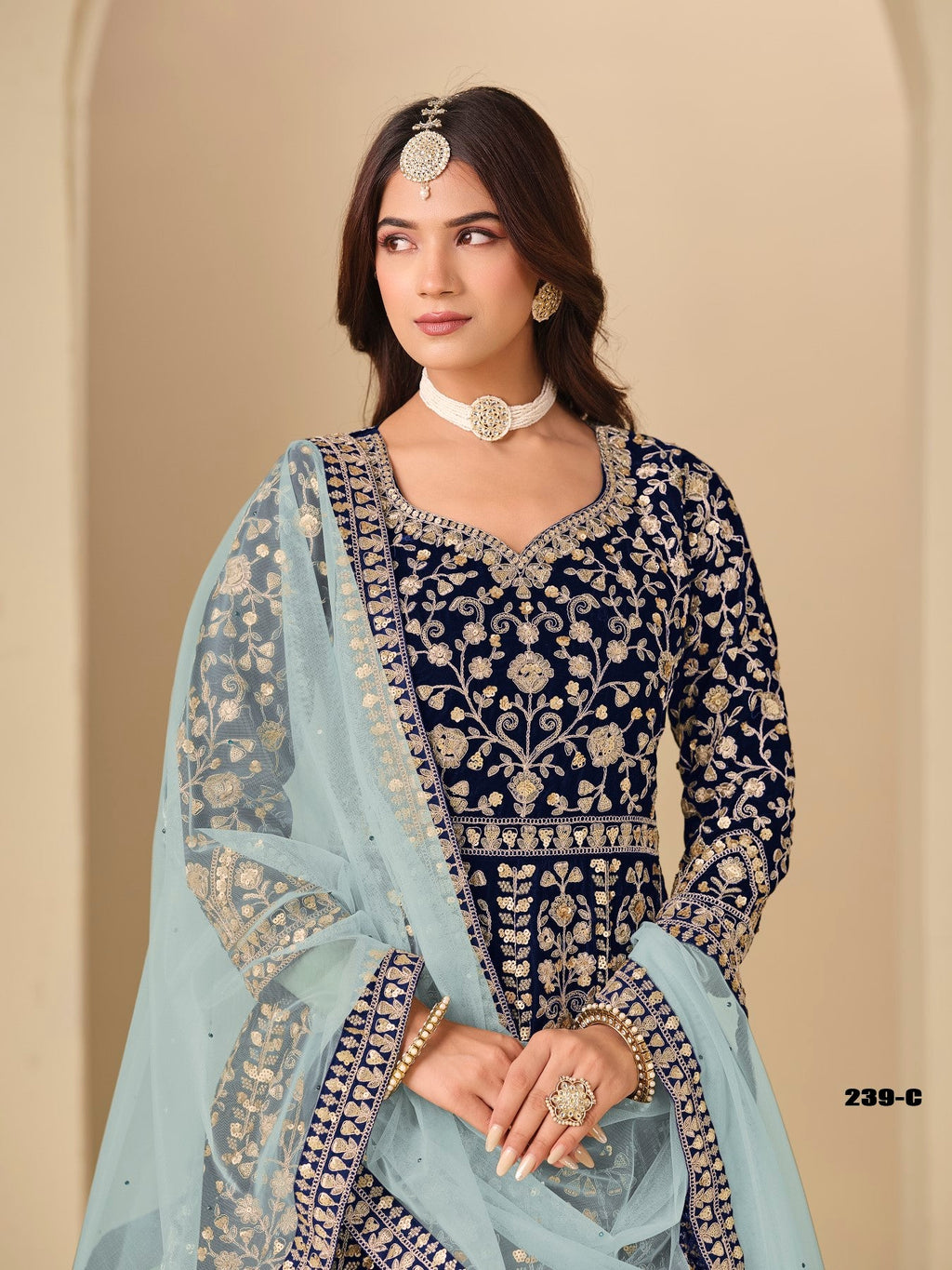 Anaita Navy Velvet Anarkali Suits With Heavy Embroidery Work - Distacart