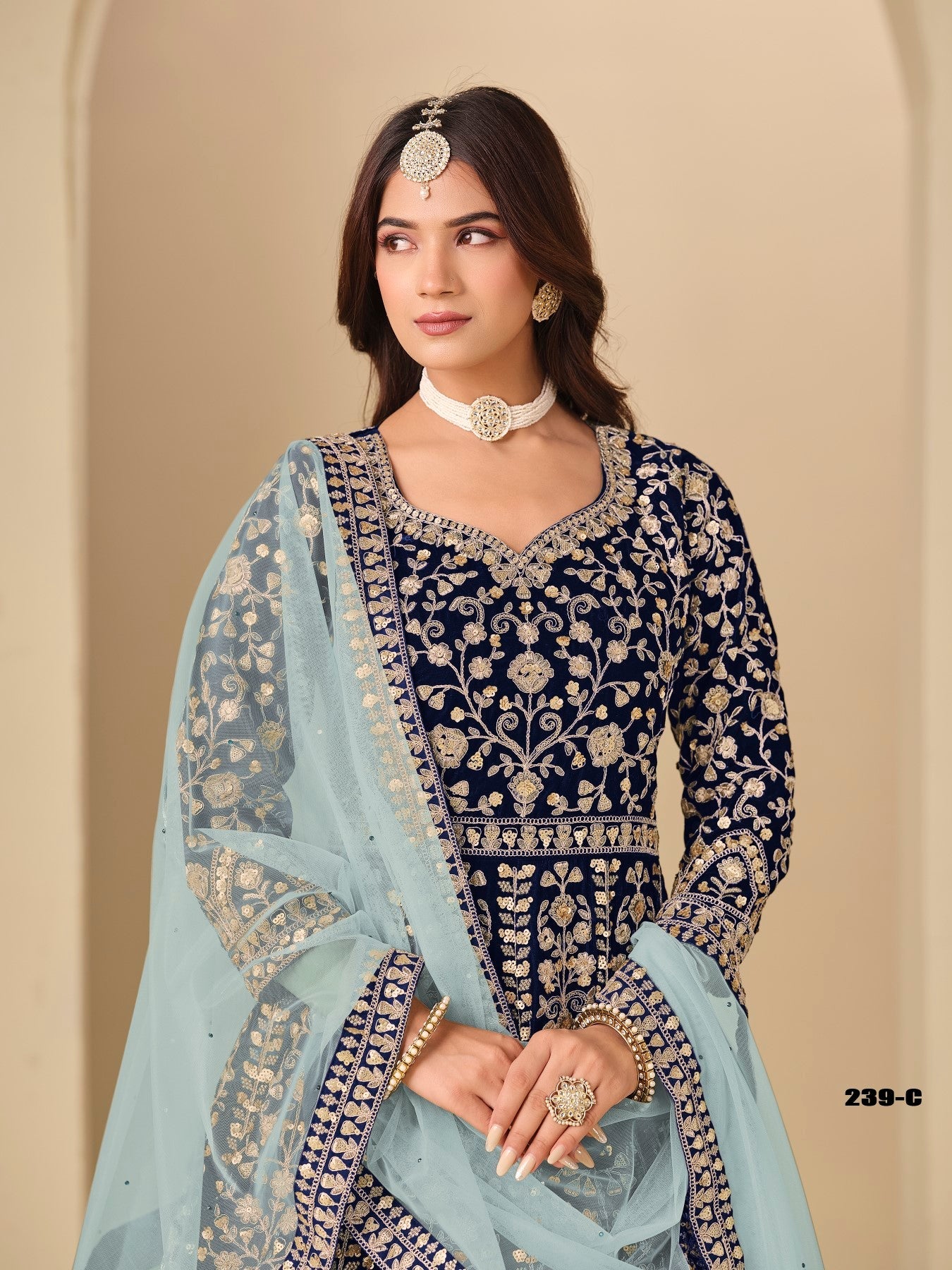 Anaita Navy Velvet Anarkali Suits With Heavy Embroidery Work - Distacart
