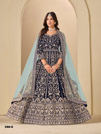 Anaita Navy Velvet Anarkali Suits With Heavy Embroidery Work - Distacart