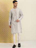 House of Pataudi Men Floral Printed Mandarin Collar Jashn Kurta