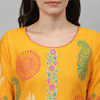 Maai Rayon Hand Printed Kurta Yellow - Distacart