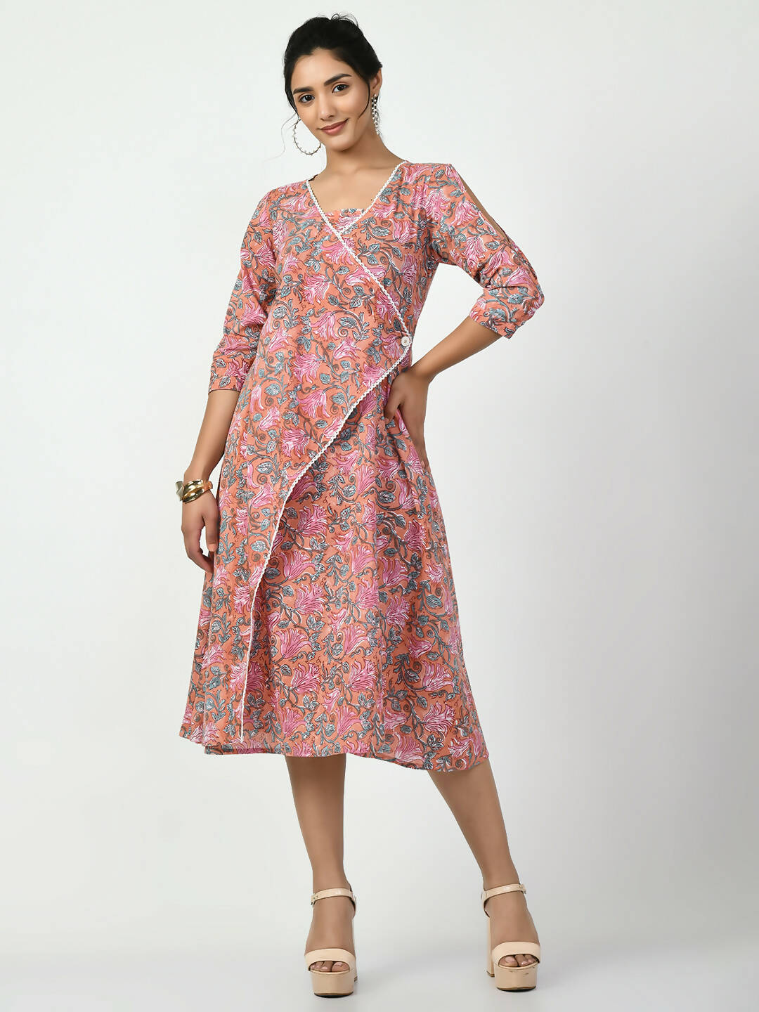 Myshka Women's Multi Floral Printed A-Line Dress - Distacart