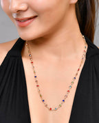 VOJ Gold-Polished Chain For Women With Multi Colour Hearts