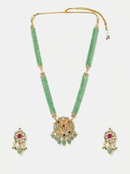 Ruby Raang Long Kundan Neckpiece With Earrings