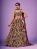 Myra Lilac Georgette Embroidered Designer Lehenga