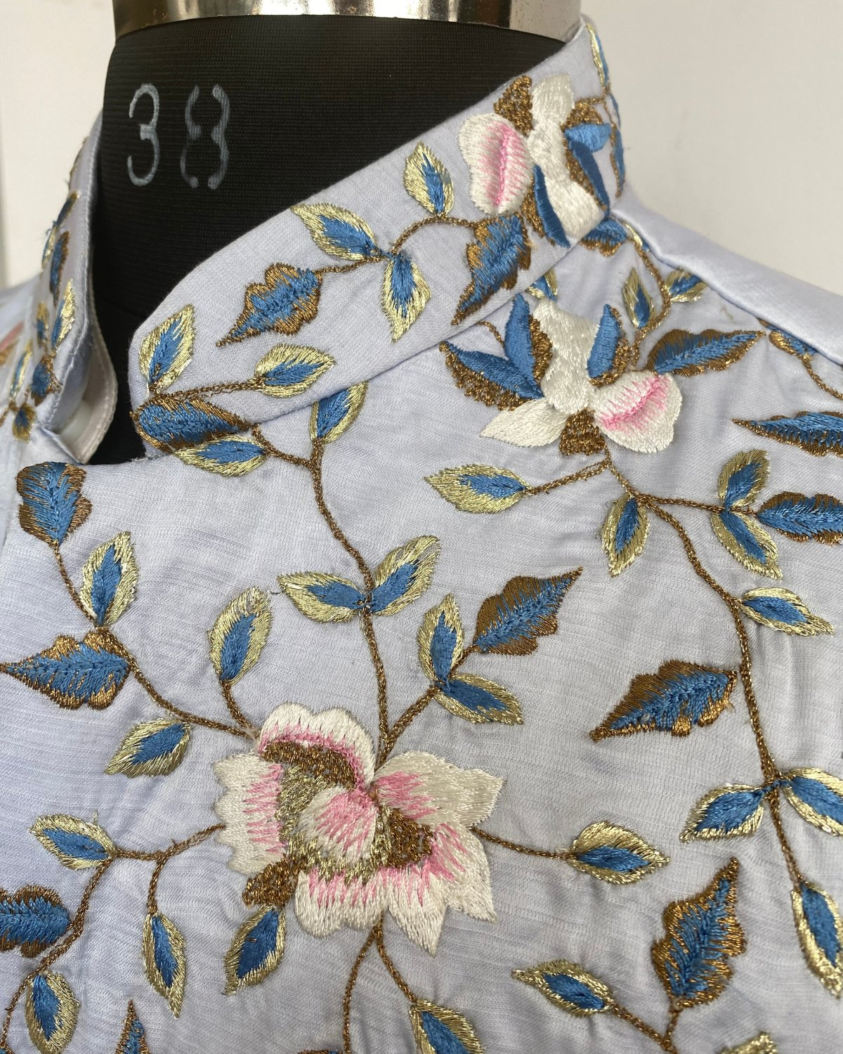 Powder Blue Designer Men's Nehru Jacket by Hilo Design