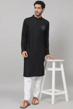 Coal Motif Embroidered Cotton Kurta by Hilo Design