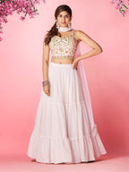 Myra White Georgette Designer Lehenga