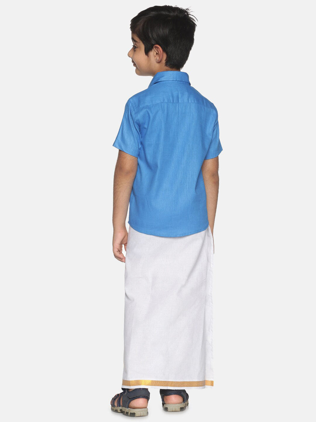 Sethukrishna Boys Blue & White Shirt with Dhoti