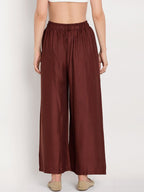 TAG 7 Women Brown Solid Straight Palazzos