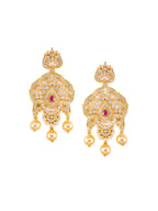 Saraf RS Jewellery Gold-Plated White & Magenta American Diamond Studded Jewellery Set - Distacart