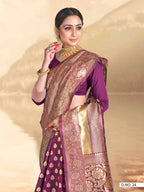 Vardha Mulberry Purple Woven Banarasi Saree