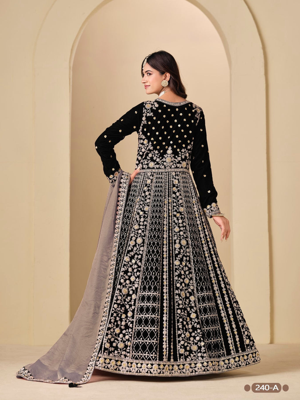 Anaita Black Velvet Anarkali Suits With Heavy Embroidery Work - Distacart