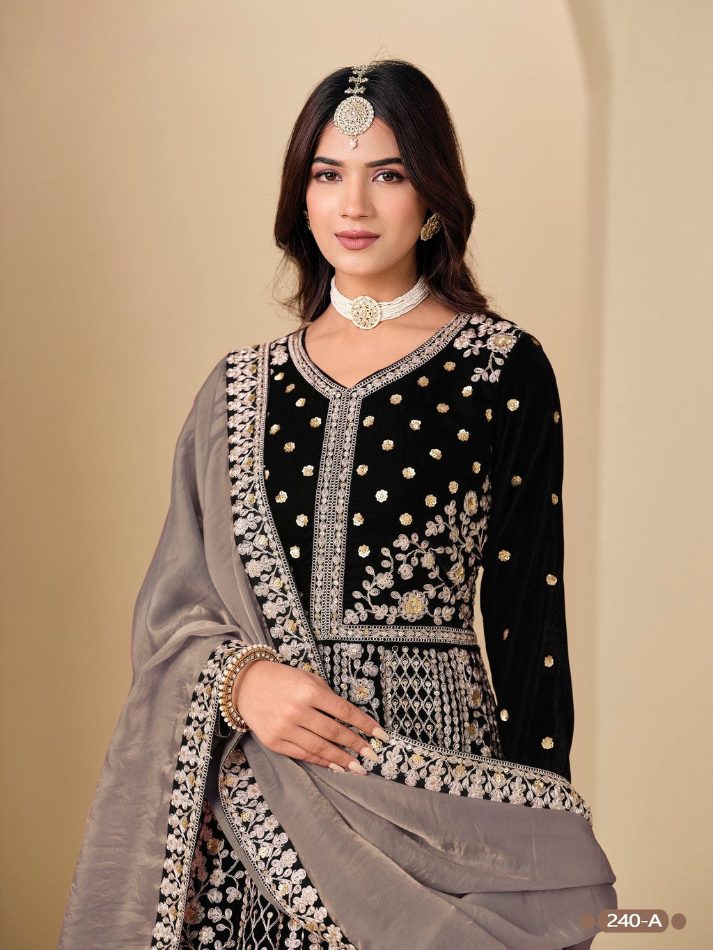 Anaita Black Velvet Anarkali Suits With Heavy Embroidery Work - Distacart