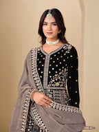 Anaita Black Velvet Anarkali Suits With Heavy Embroidery Work - Distacart