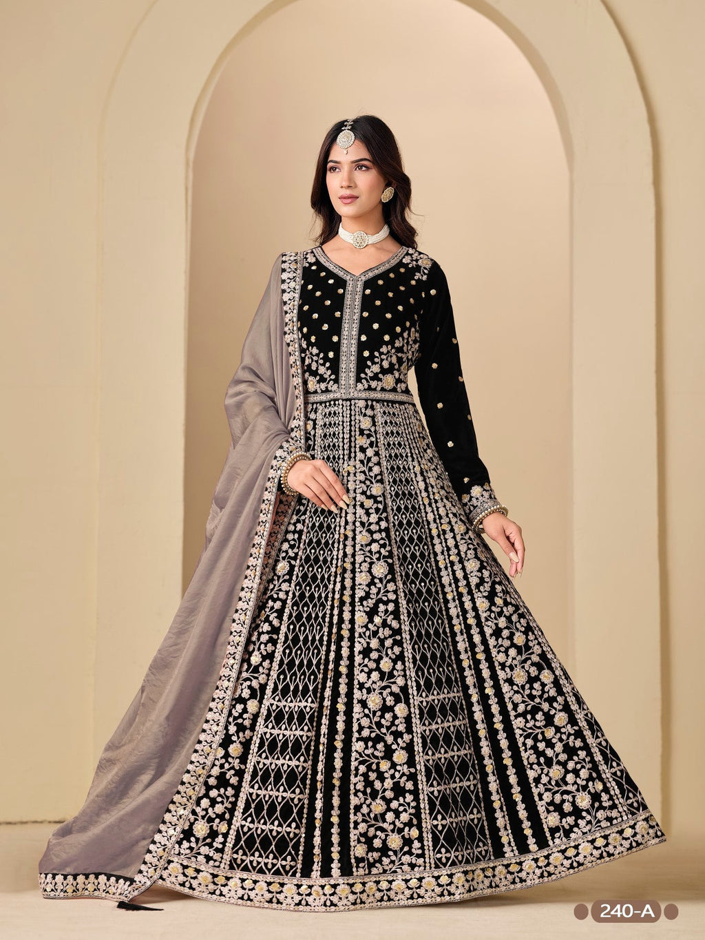 Anaita Black Velvet Anarkali Suits With Heavy Embroidery Work - Distacart