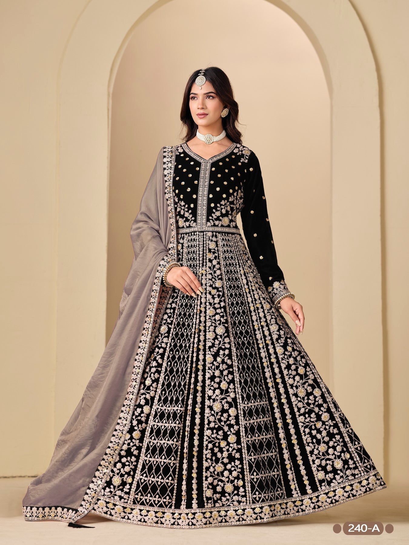 Anaita Black Velvet Anarkali Suits With Heavy Embroidery Work - Distacart