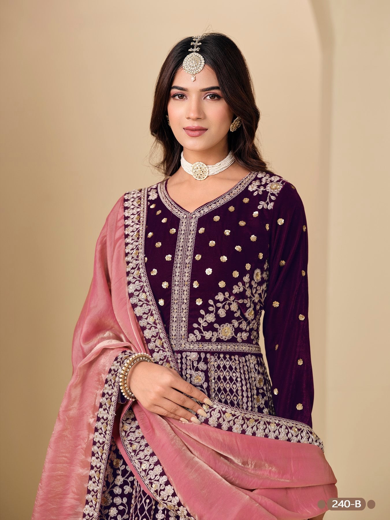 Anaita Purple Velvet Anarkali Suits With Heavy Embroidery Work - Distacart