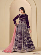 Anaita Purple Velvet Anarkali Suits With Heavy Embroidery Work - Distacart