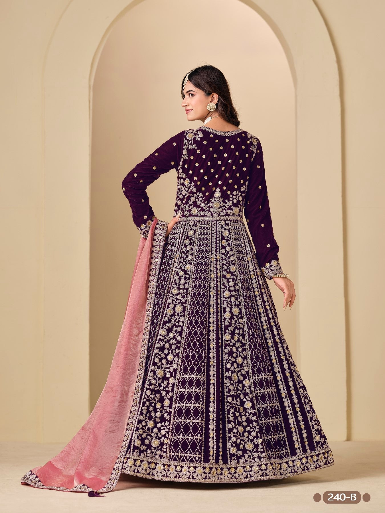 Anaita Purple Velvet Anarkali Suits With Heavy Embroidery Work - Distacart
