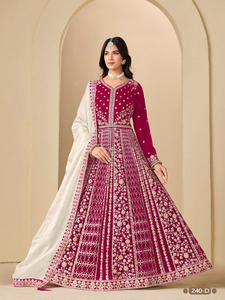 Anaita Magenta Velvet Anarkali Suits With Heavy Embroidery Work