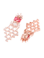 Saraf RS Jewellery Rose Gold-Plated & Red AD & CZ-Studded Contemporary Jewellery Set - Distacart