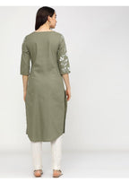 Maai Rayon Hand Printed Kurta Green - Distacart