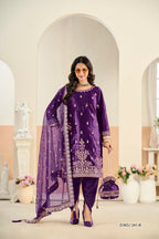 Anaita Violet Ice Velvet Suit With Embroidery Work - Distacart
