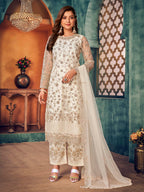 Myra Off White Heavy Embroidered Pant Style Suit