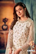 Anaita White Embroidered Net Salwar Suit - Distacart