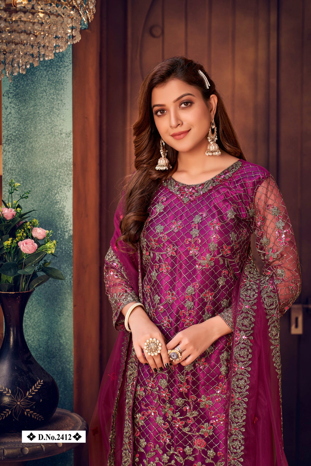 Anaita Purple Embroidered Net Salwar Suit - Distacart