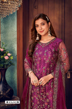 Anaita Purple Embroidered Net Salwar Suit - Distacart