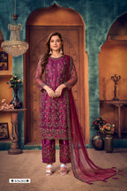 Anaita Purple Embroidered Net Salwar Suit - Distacart