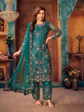 Myra Rama Green Heavy Embroidered Pant Style Suit