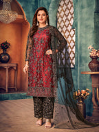 Myra Black Heavy Embroidered Pant Style Suit