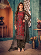 Myra Black Heavy Embroidered Pant Style Suit
