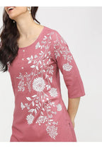 Maai Rayon Hand Printed Kurta Pink - Distacart