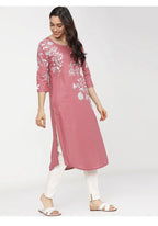 Maai Rayon Hand Printed Kurta Pink - Distacart