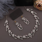 Tehzeeb Creations Silver Pleated White Diamond With Baby Pink Beads Necklace Set
