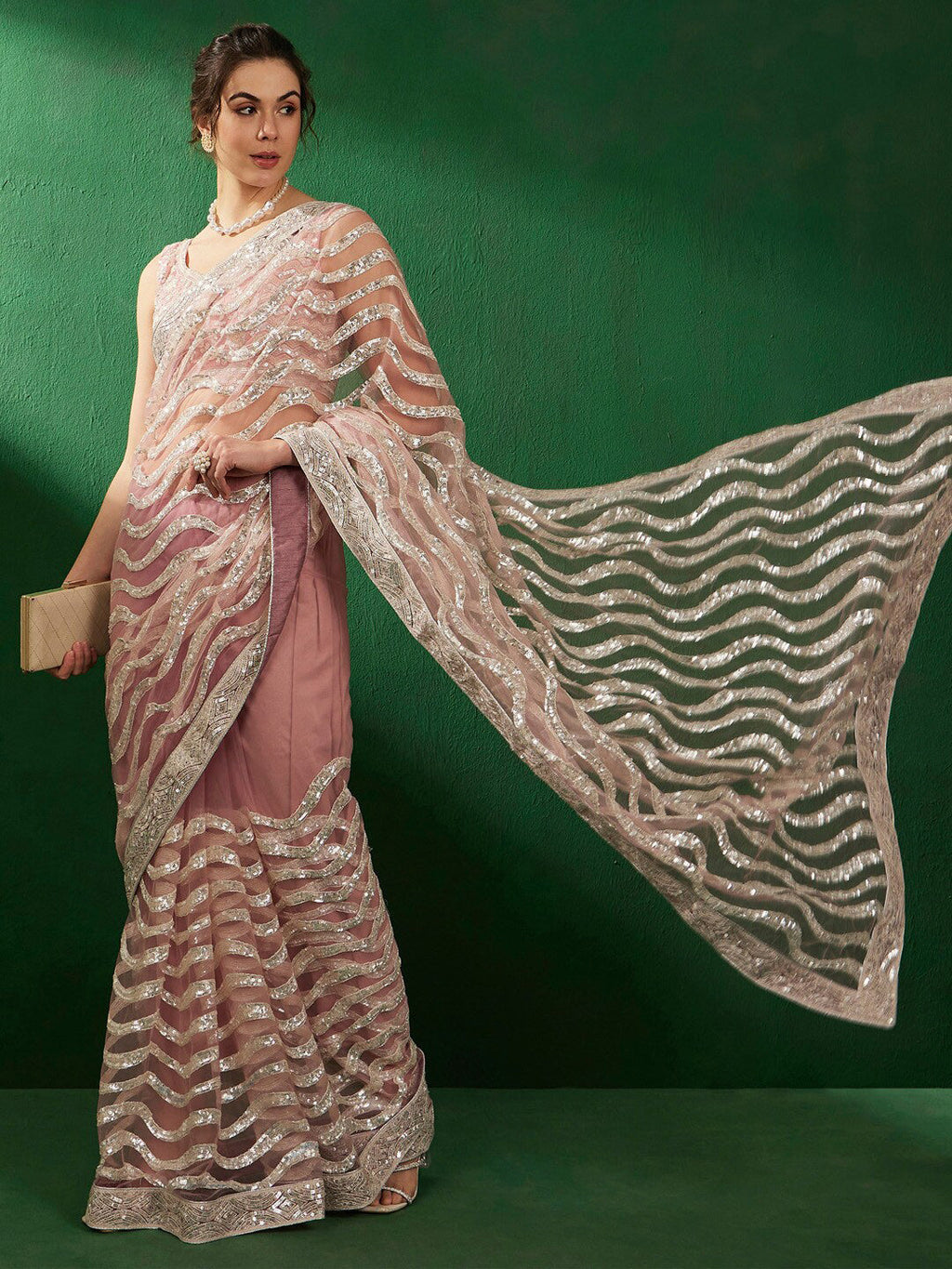 Sangria Embellished Party Wear Saree - Distacart