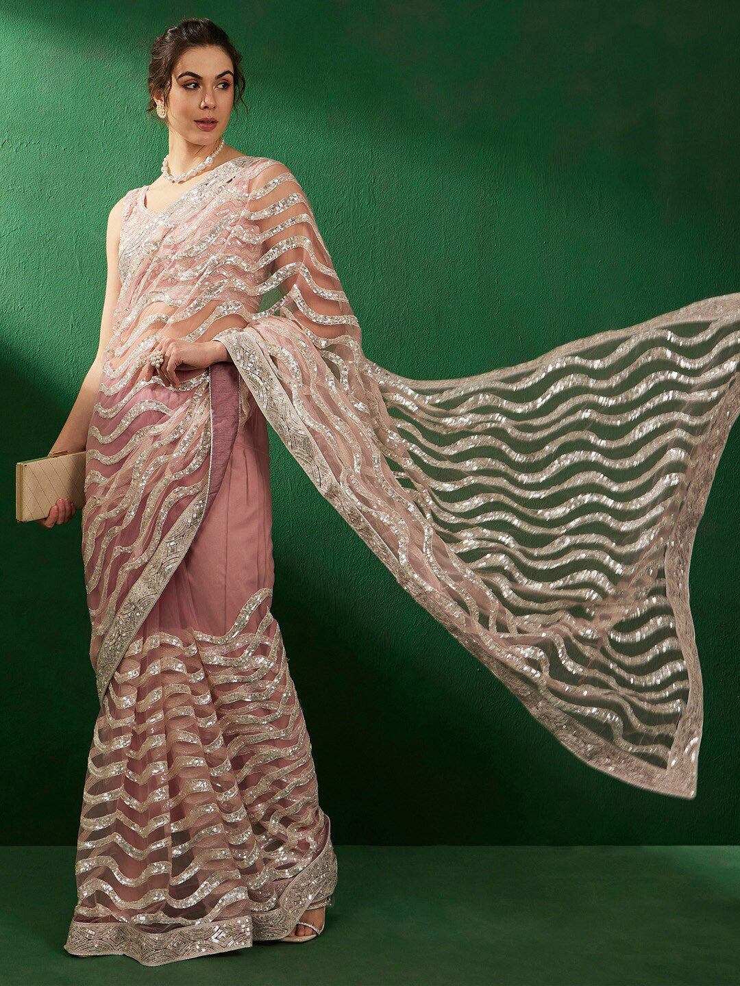 Sangria Embellished Party Wear Saree - Distacart