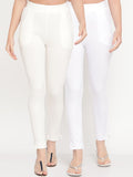 TAG 7 Women White Pack of 2 Straight Fit Ankle-Length Leggings