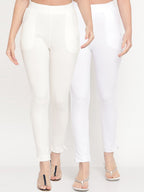 TAG 7 Women White Pack of 2 Straight Fit Ankle-Length Leggings
